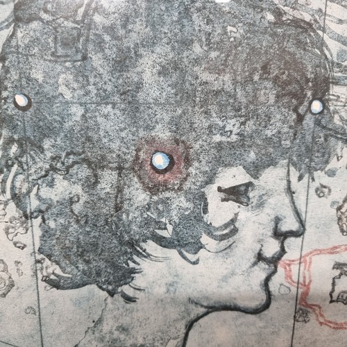 99 - A very large original limited edition (24/100) lithograph print featuring a profile image of a boy b... 