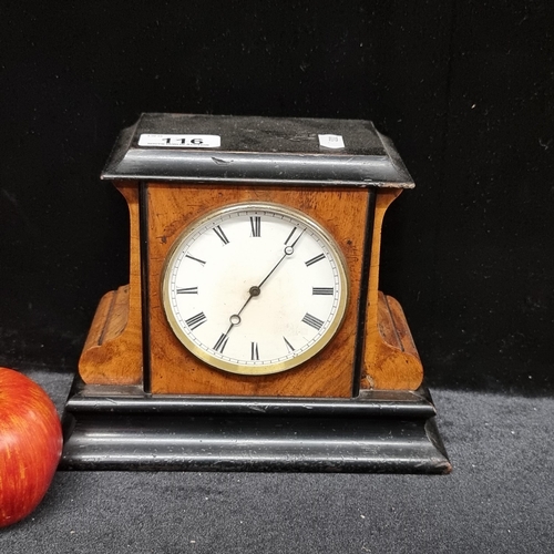 116 - An Antique Victorian Brevete S.G.D.G 8 day mantel clock with lovely walnut case and hand painted dia... 