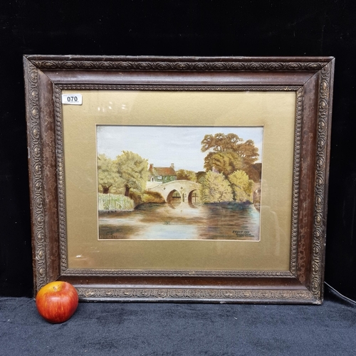 70 - An original oil on board, titled 'Trout Inn, Godstown, Upper Thames'. Signed E. P. , dated 1921. Sho... 