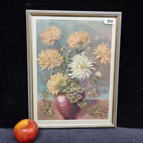 80 - A good sized original acrylic on board featuring a softly rendered flower arrangement by Doris Neal.