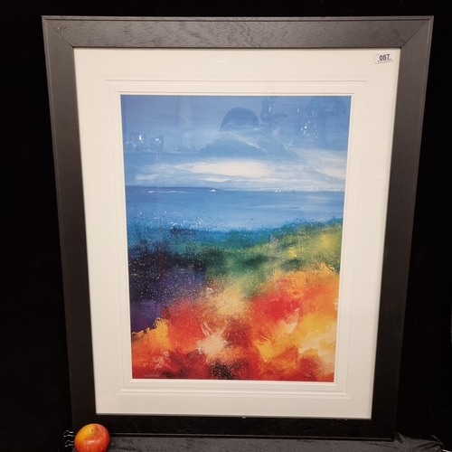 87 - A very large high quality abstract print of a coastal scene with a splash of colour. Measuring H100c... 