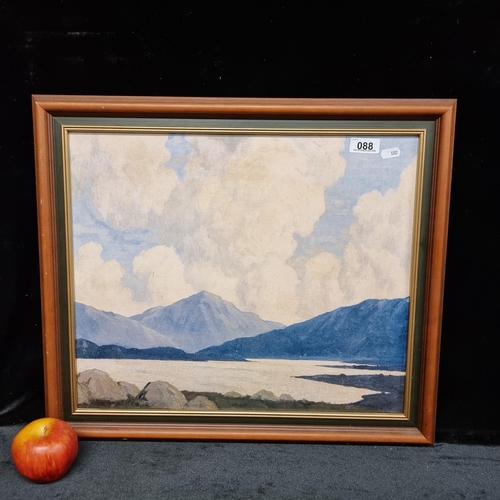 88 - A good sized high quality oleograph of a Paul Henry painting showing his quintessential soft landsca... 
