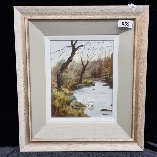 69 - A beautiful original oil on canvas board titled 'Sunrise on Wicklow' showing a soft landscape with a... 