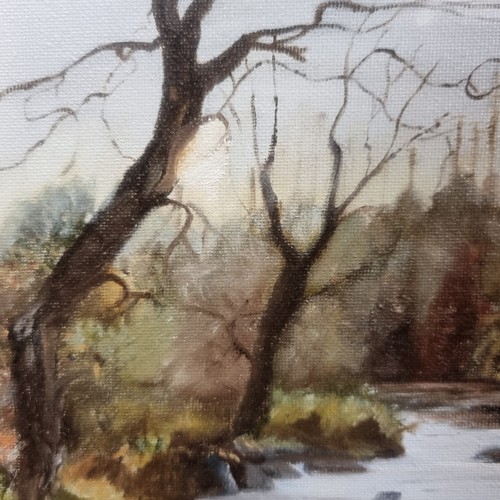 69 - A beautiful original oil on canvas board titled 'Sunrise on Wicklow' showing a soft landscape with a... 