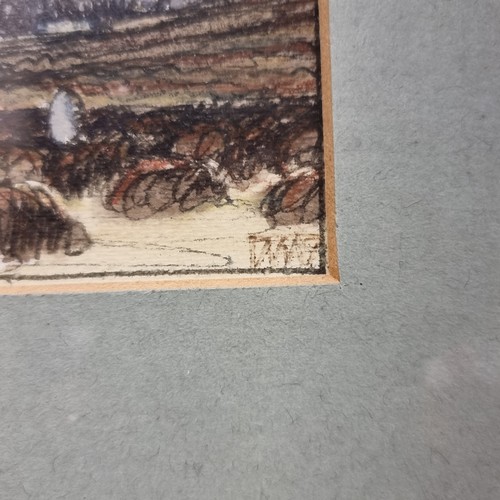 75 - A striking landscape in watercolour, featuring fields of bracken stretching far into the distance, s... 