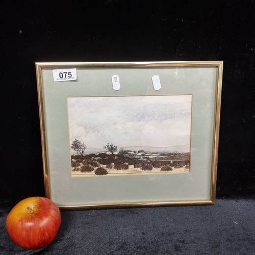 75 - A striking landscape in watercolour, featuring fields of bracken stretching far into the distance, s... 