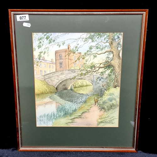 77 - A lovely original watercolour painting of 'Baggot street bridge, Dublin' (1982) by the established I... 