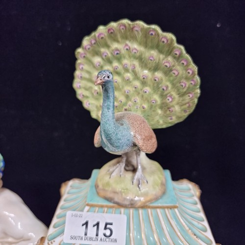 115 - Star Lot : An impressive antique Meissen porcelain figural mantel clock with a young reclining Bacch... 