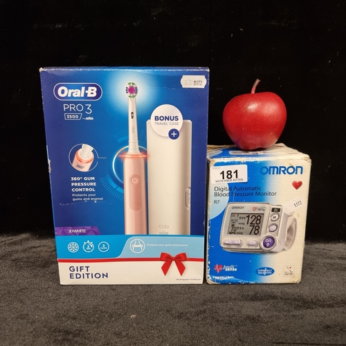 181 - An Omron Digital Automatic Blood Pressure Monitor in original box and a brand new Oral-B Pro 3 3500 ... 