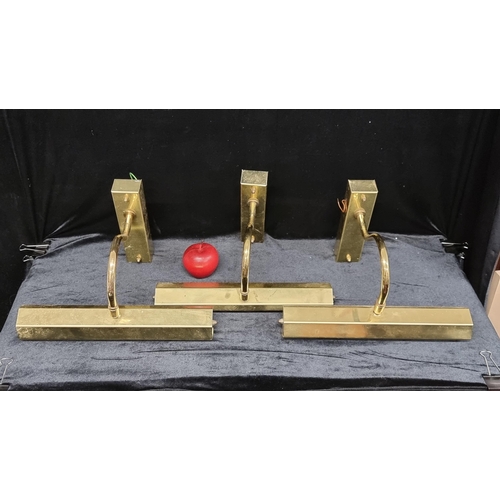 212 - Three Excel Lighting brass desk reading/library lamps.