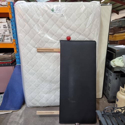 396 - Classique Deluxe Open Coil Ortho Spring System Mattress with black box frame and headboard. As new. ... 