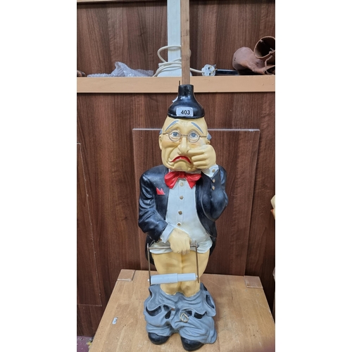 403 - Tall Hand painted humorous butler figure with toilet roll dispenser.