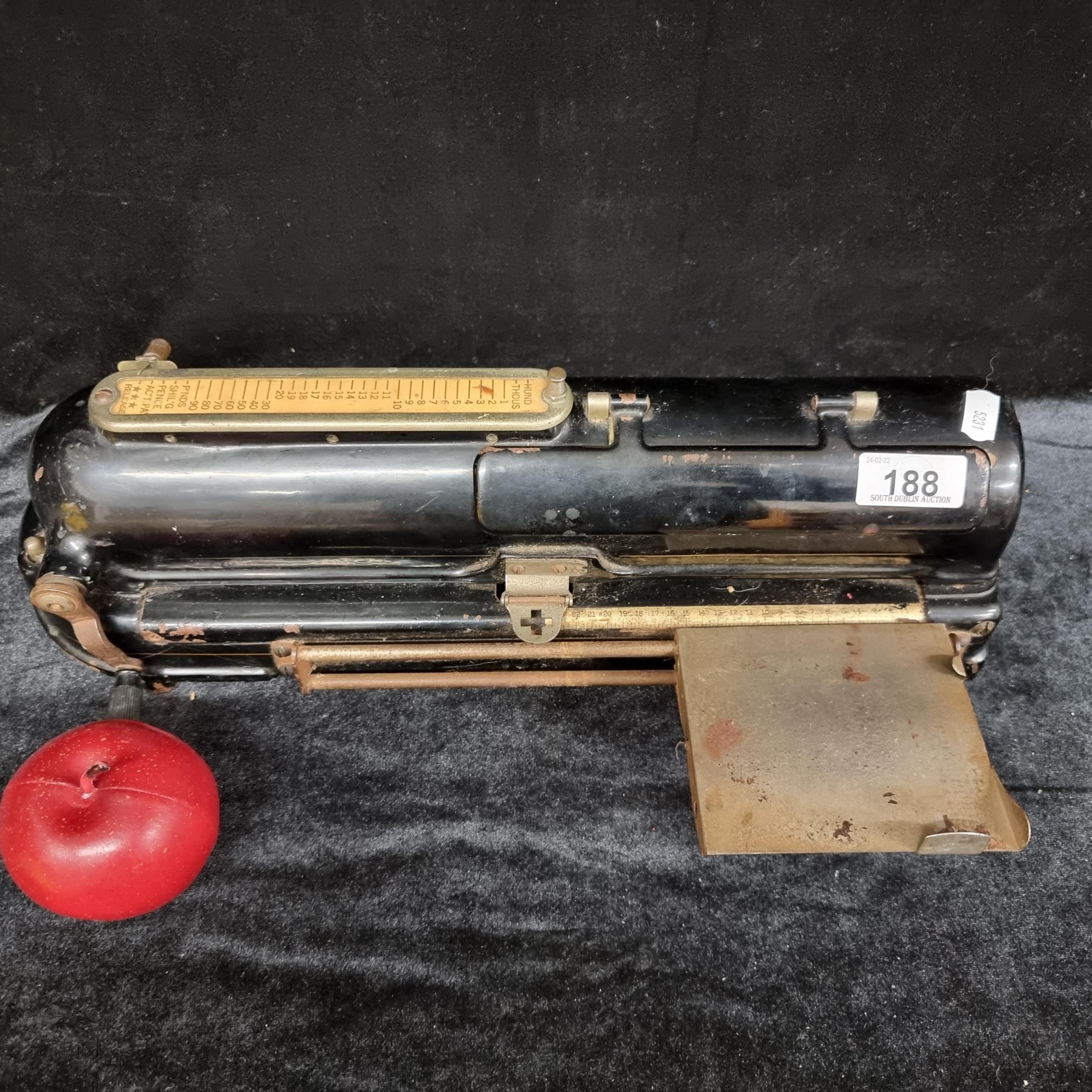 A heavy and antique ''Protectograph Check Writer'' circa 1915. By Todd