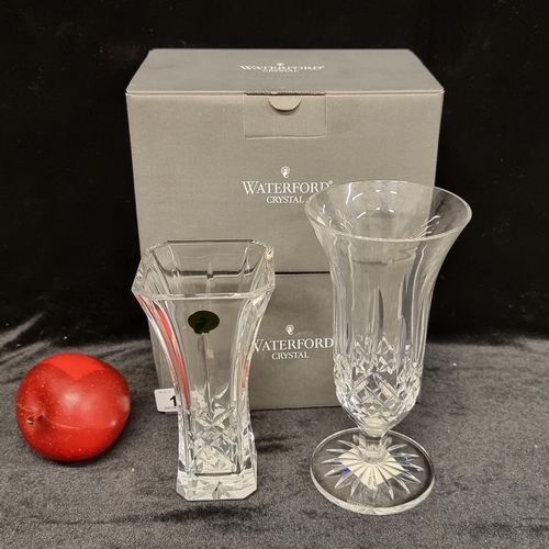 190 - Two Waterford Crystal items including a ''Gesture'' square cut bud vase and a ''Lismore'' footed 7in... 