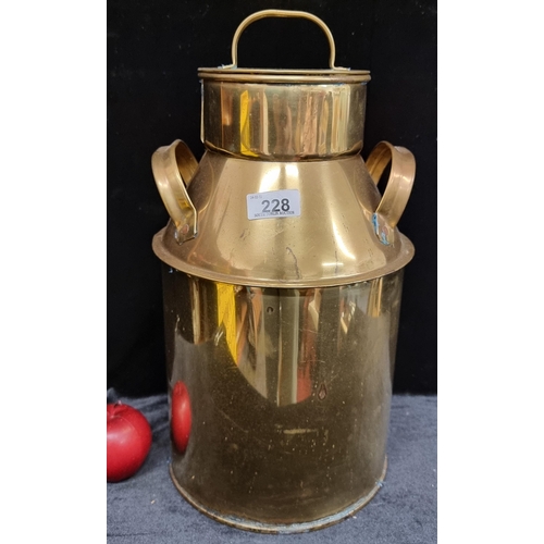228 - A large decorative brass milk churn. H 40cm.