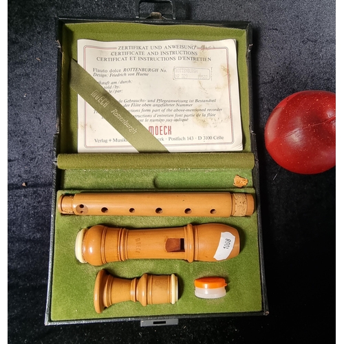 A vintage Moeck 329 Rottenburgh Soprano Recorder in Boxwood