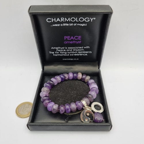 27 - A Charmology amethyst bracelet. Amethyst associated with peace and wisdom. Comes with original charm... 