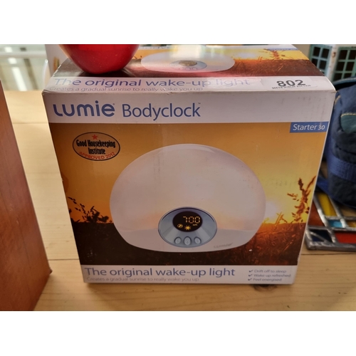 802 - An original  Lumie Bodyclock wake-up light. This alarm clock re-creates a graudaul sunrise to wake y... 