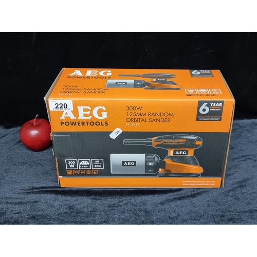 220 - A brand new  AEG power tools 125mm random orbital sander , unopened in original box. RRP €93