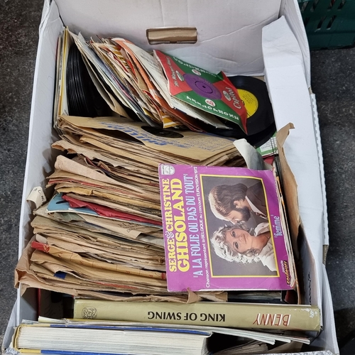 380 - A large box of vinyl records including some interesting 1970s music magazines ''The Story of Pop'' c... 