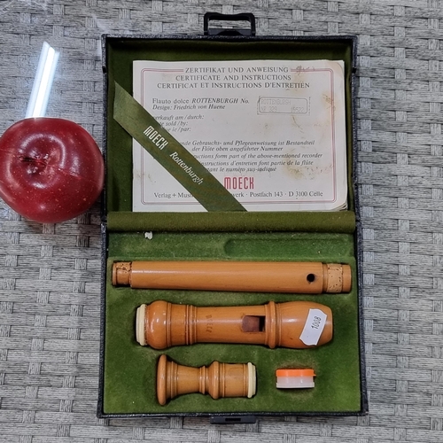 697 - A vintage Moeck 329 Rottenburgh Soprano Recorder in Boxwood, similar sells online for €259.