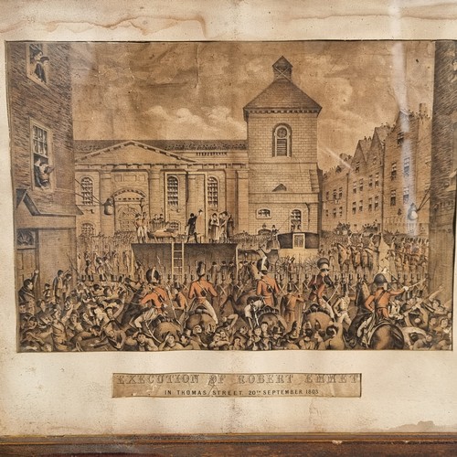 730 - Star Lot An Original very rare coloured print of the Execution of Robert Emmet, In Thomas Street Dub... 