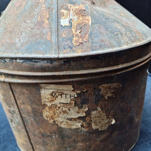 468 - A Victorian admiral's metal hatbox, with badge attributing it to J.B Johnstone of London and Dublin.... 