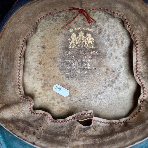 468 - A Victorian admiral's metal hatbox, with badge attributing it to J.B Johnstone of London and Dublin.... 