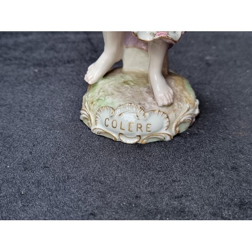 571 - A beautiful 19th century Meissen porcelain figure hold a knife and a poor chicken, ready for lunch. ... 