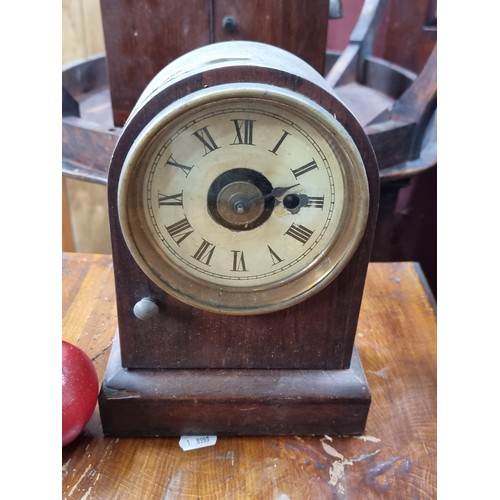 627 - A selection of six wooden vintage clocks and clock cases including a Wehrle clock and a second beaut... 