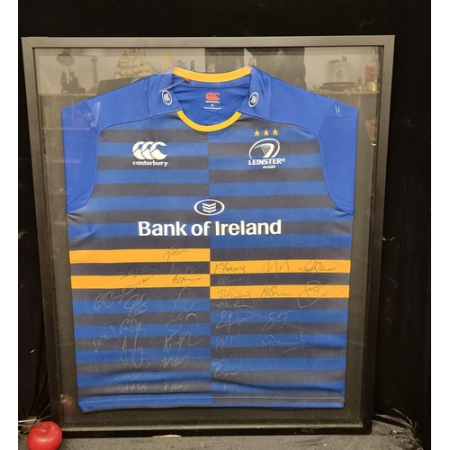 104 - Star Lot : A very well framed Leinster Rugby Shirt featuring the full teams signatures.