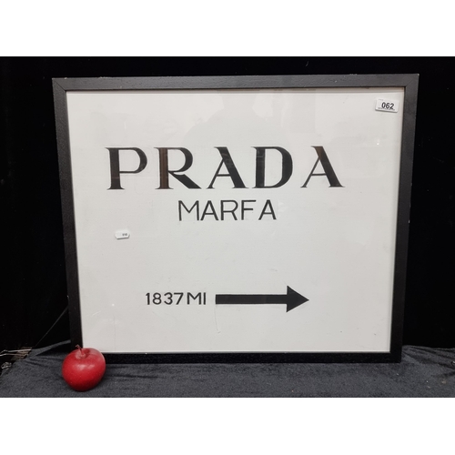 62 - An original acrylic on canvas graphic painting of the well known Artesta Prada Marfa logo along with... 