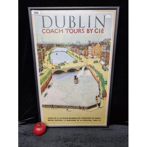 86 - A high quality print of an advertisement for Coach Tours of Dublin by CIE featuring a Dublin citysca... 