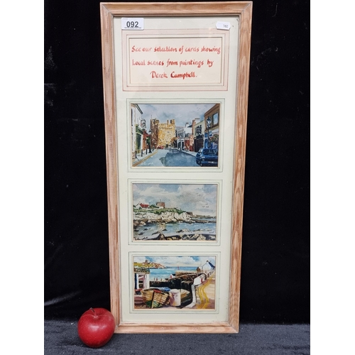 92 - A framed advertisement showing three high quality prints of paintings orginally by Derek Campbell, s... 