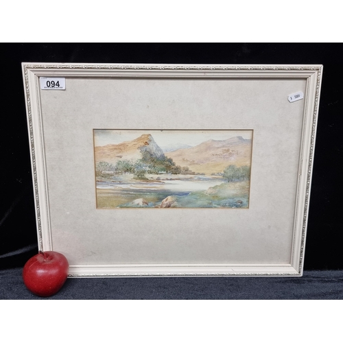 94 - A stunning original vintage watercolour on paper, showing a sublime landscape with dusk lighting by ... 