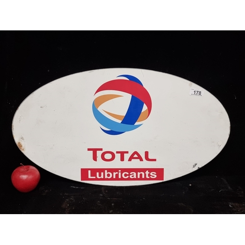 178 - A vintage ''TOTAL Lubricants' advertising metal sign. Including the classic logo of red, orange and ... 