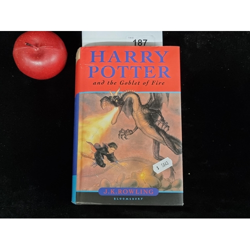 187 - A rare, hardback first edition copy of Harry Potter and The Goblet of Fire. Including the errors on ... 