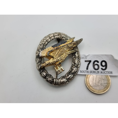 769 - A nice example of a German WWII Paratrooper badge, with pin intact. Dimensions 6 x 4cm. Total weight... 