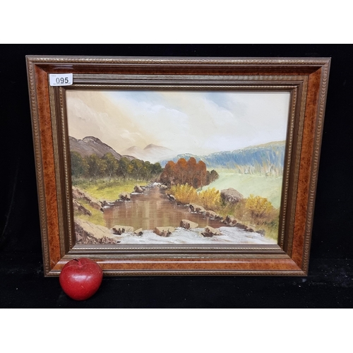 95 - An charming original oil on canvas painting showing a babbling brook landscape in warm tones in an A... 