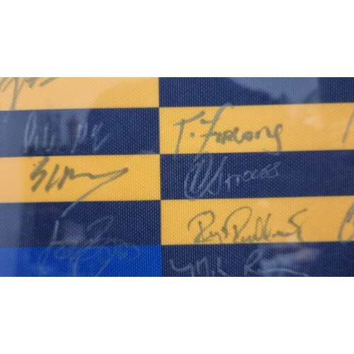 102 - Star Lot : A very well framed Leinster Rugby Shirt featuring the full teams signatures after winning... 