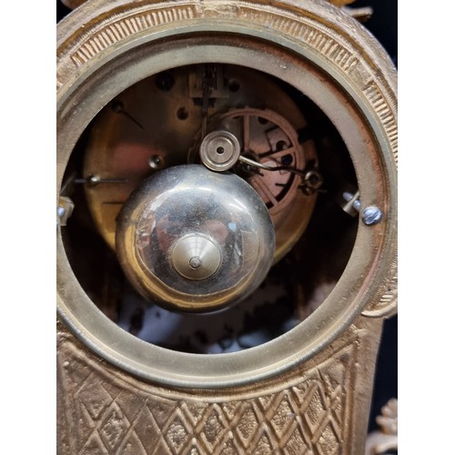 144 - Star Lot : A fantastic heavy antique French mantle clock featuring a hand painted porcelain dial and... 