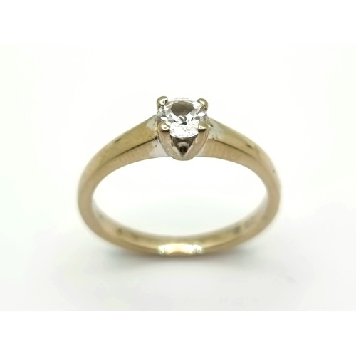 11 - An 18K gold ring with 0.5ct diamond solitaire. Nice, clean bright diamond. Ring size K, weight 3.20g... 