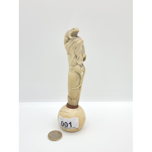 1 - An extremely interesting ivory item (possibly used as a cork to seal a bottle) with removable handle... 
