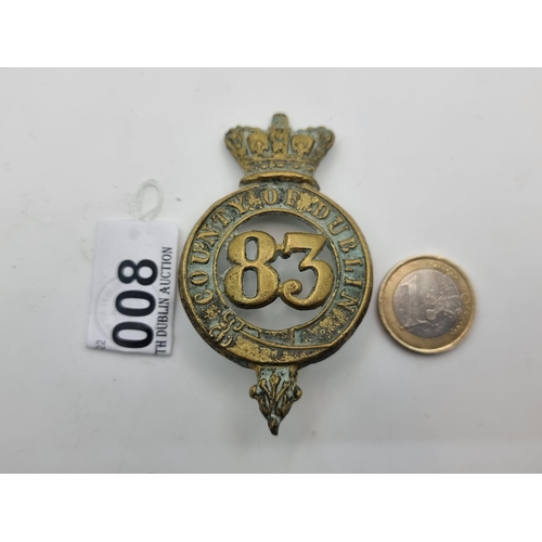 8 - A very interesting 83rd Regiment British army badge from the year 1833. This regiment was overseas i... 