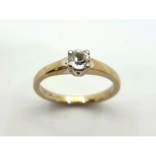 27 - Star Lot : An 18ct gold ring with 0.5ct diamond solitaire. Nice, clean bright diamond. Ring size K, ... 