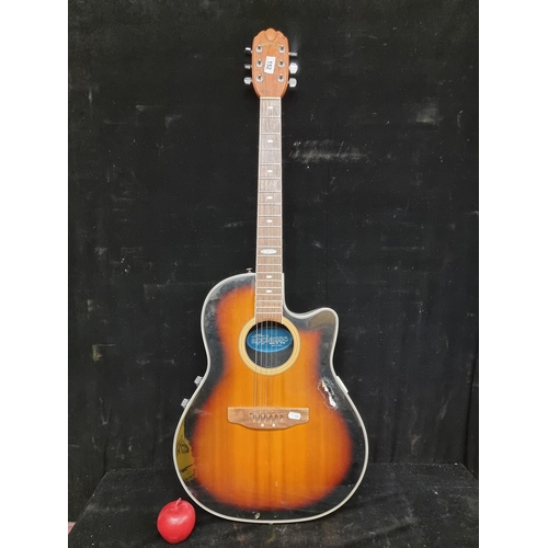 152 - An Ovation Applause AE-38 acoustic-electric shallow depth guitar.  A super shallow roundback sunburs... 