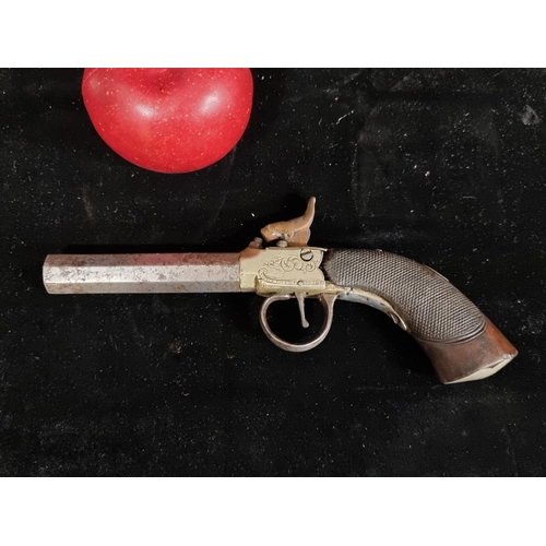 164 - An 1840's Birmingham percussion pistol. Engraved with proof mark of crossed pikes with crown and 'V'... 