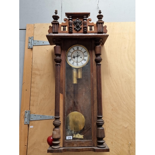 278 - Star lot : A late nineteenth century Gustav Becker regulator wall clock. With a walnut case, two hea... 