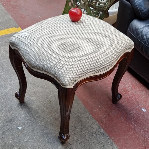 339 - A Lovely Victorian style Dark Mahogany stool with claw and ball feet Beautiful shape and form.