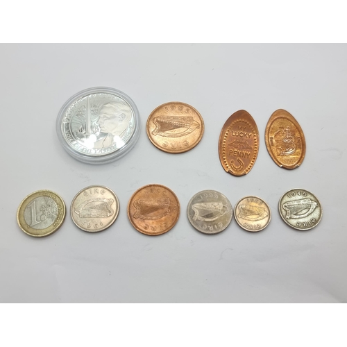 36 - A collection of six pre-decimalisation Irish coins, together with a Padraig Pearse commemorative coi... 